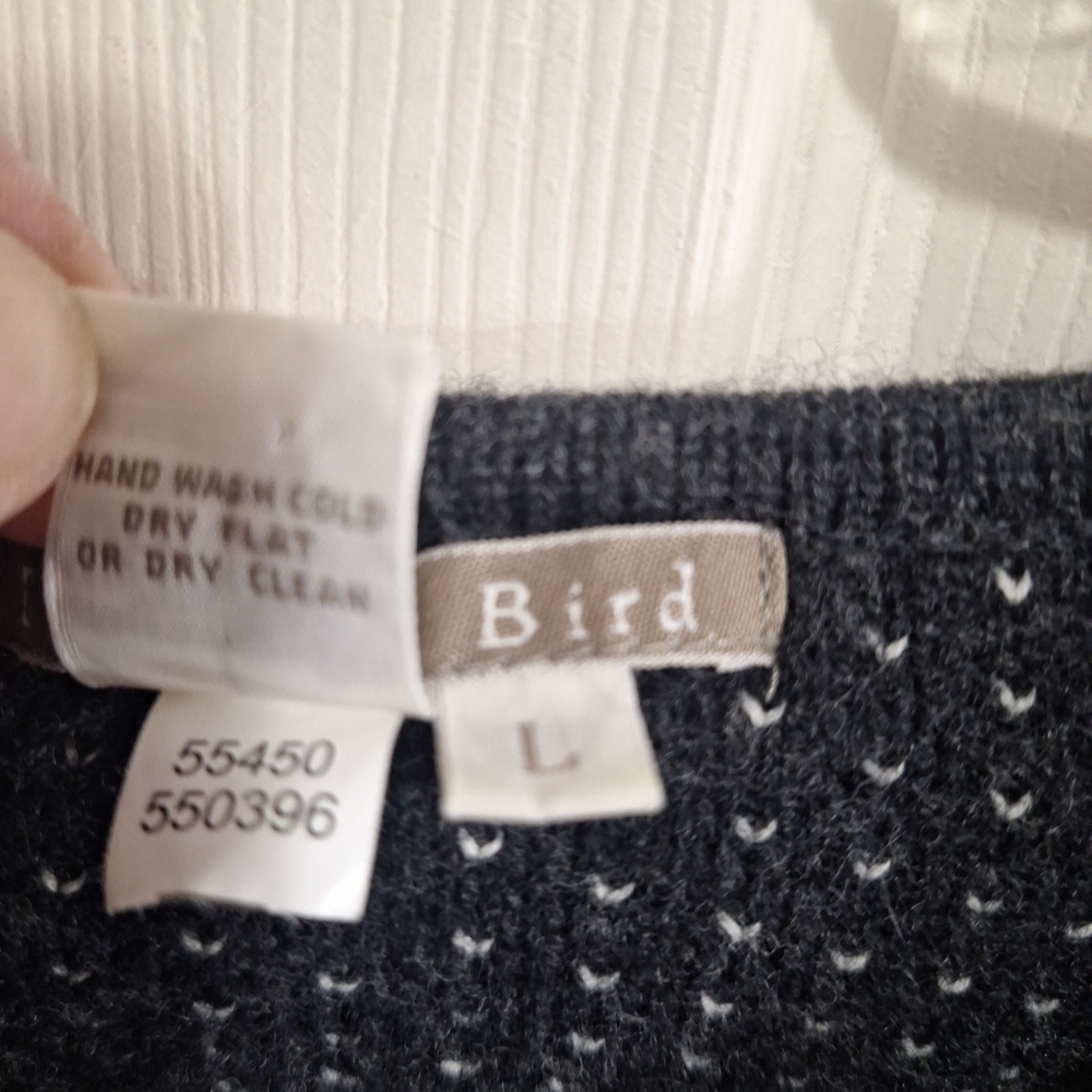 Vintage Isabella Bird Herringbone Knit Cardigan Sweater - L - Gray - Picture 3 of 7